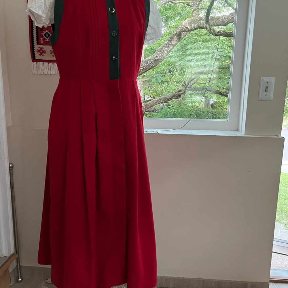 Dirndl dress red linen mix